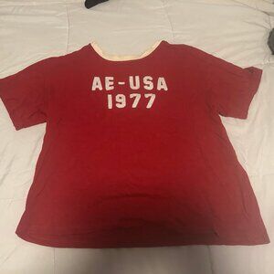 American Eagle Outfitters Red Cotton Printed T-Shirt